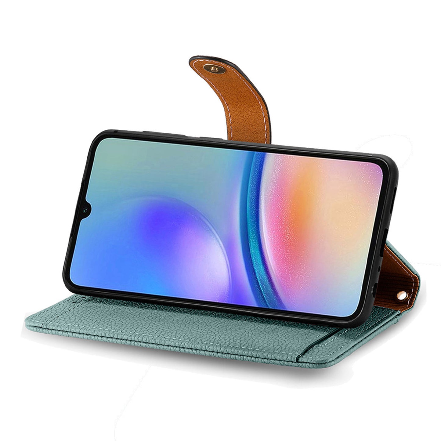 For Samsung Galaxy A06 Case RFID Blocking Zipper Pocket Leather Wallet Phone Cover - Green