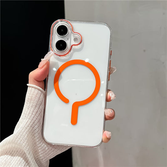 For iPhone 16 Plus Case Compatible with MagSafe Protective TPU+PC Phone Cover - Orange
