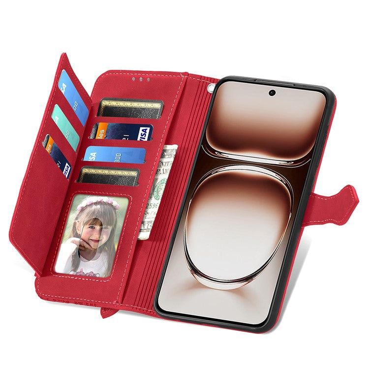 For OnePlus Nord 4 Case Zipper Wallet PU Leather Flower Imprint Phone Cover - Red