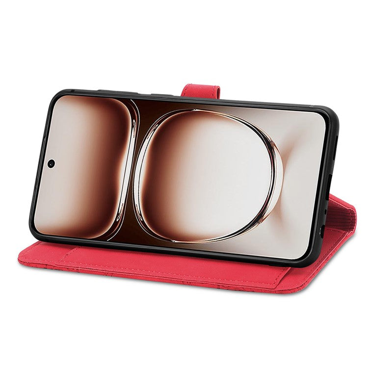 For OnePlus Nord 4 Case Zipper Wallet PU Leather Flower Imprint Phone Cover - Red