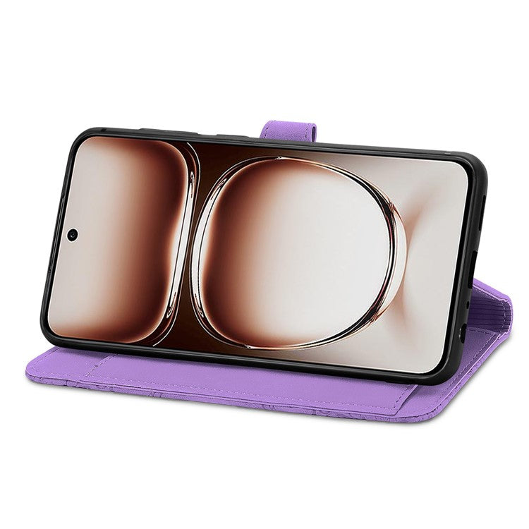 For OnePlus Nord 4 Case Zipper Wallet PU Leather Flower Imprint Phone Cover - Light Purple