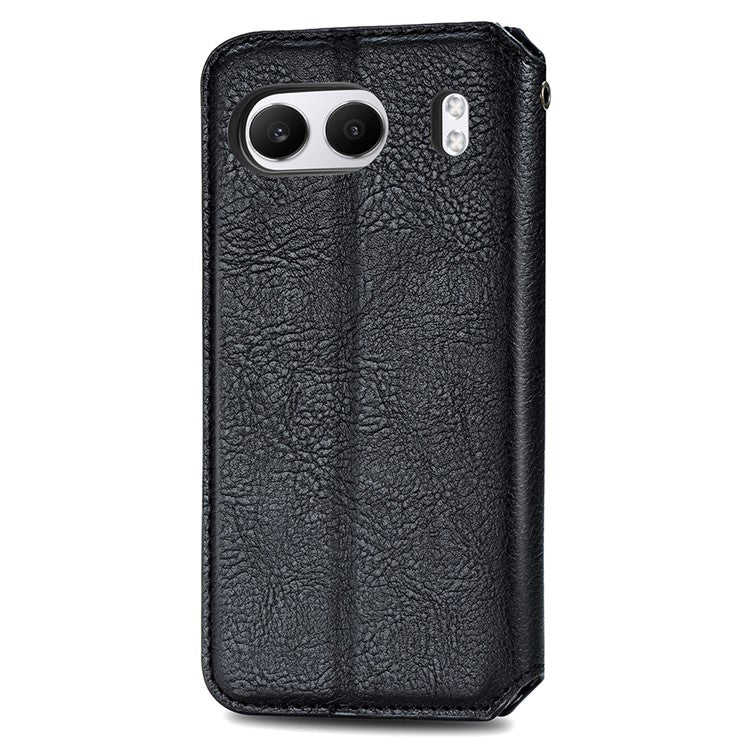 For OnePlus Nord 4 Case Rhombus Imprint PU Leather Wallet Phone Cover - Black