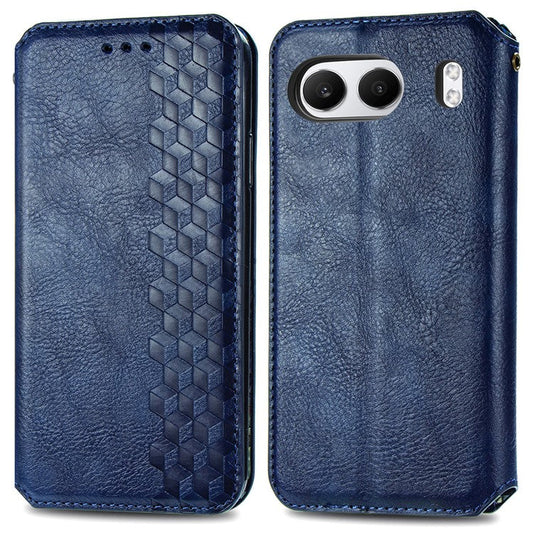 For OnePlus Nord 4 Case Rhombus Imprint PU Leather Wallet Phone Cover - Blue