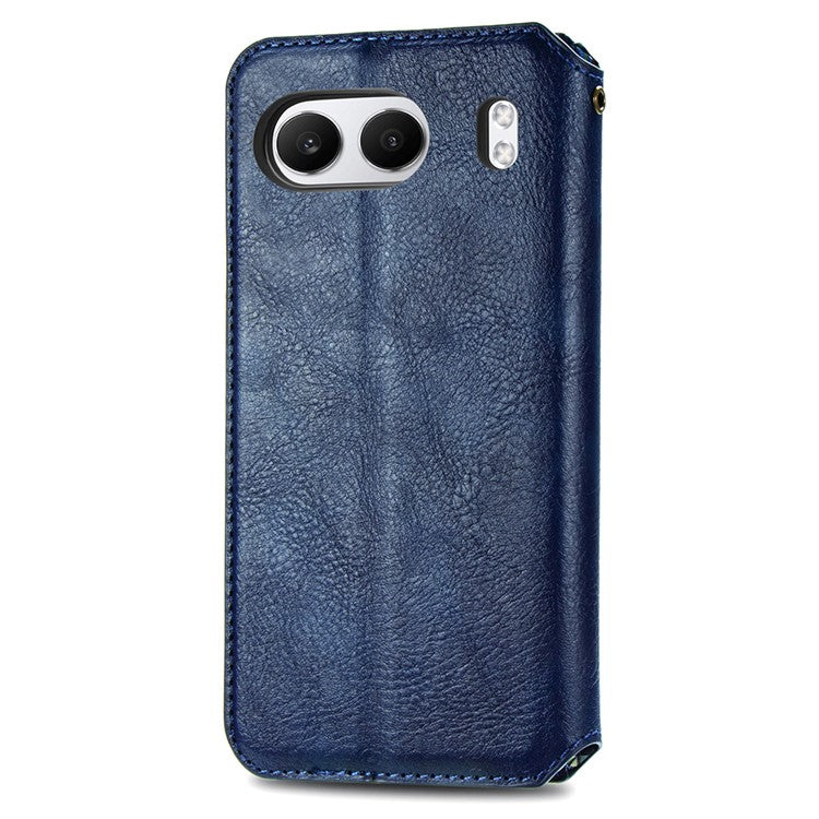 For OnePlus Nord 4 Case Rhombus Imprint PU Leather Wallet Phone Cover - Blue