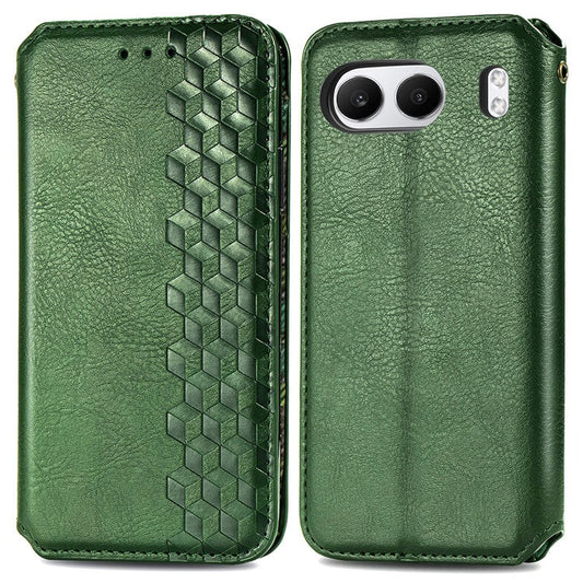 For OnePlus Nord 4 Case Rhombus Imprint PU Leather Wallet Phone Cover - Green