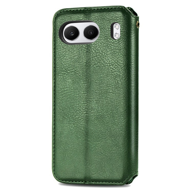 For OnePlus Nord 4 Case Rhombus Imprint PU Leather Wallet Phone Cover - Green