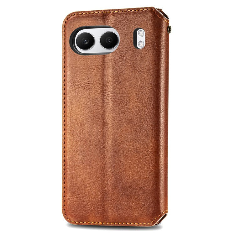 For OnePlus Nord 4 Case Rhombus Imprint PU Leather Wallet Phone Cover - Brown