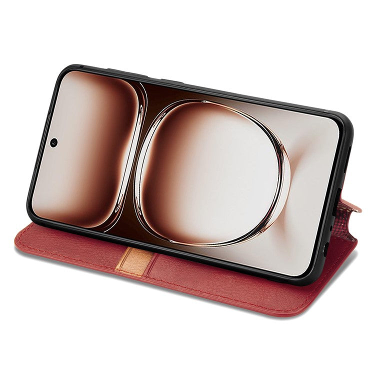 For OnePlus Nord 4 Case Rhombus Imprint PU Leather Wallet Phone Cover - Red