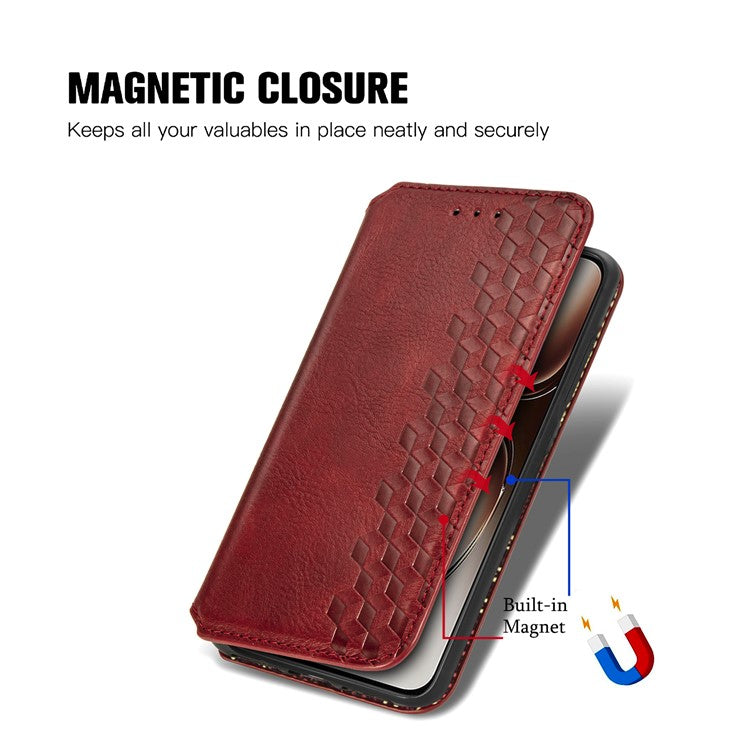 For OnePlus Nord 4 Case Rhombus Imprint PU Leather Wallet Phone Cover - Red