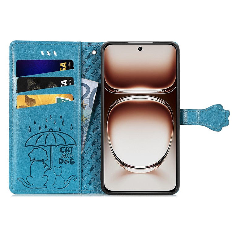 For OnePlus Nord 4 Case Leather Wallet Flip Phone Cover Cute Cat Dog Pattern - Blue