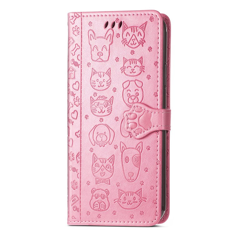 For OnePlus Nord 4 Case Leather Wallet Flip Phone Cover Cute Cat Dog Pattern - Pink