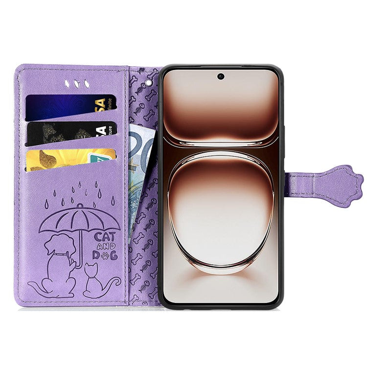 For OnePlus Nord 4 Case Leather Wallet Flip Phone Cover Cute Cat Dog Pattern - Light Purple