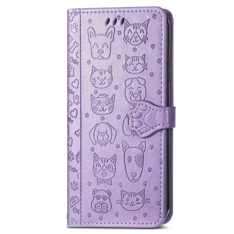 For OnePlus Nord 4 Case Leather Wallet Flip Phone Cover Cute Cat Dog Pattern - Light Purple