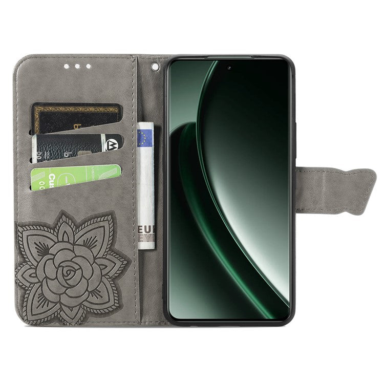 For OnePlus Nord 4 Case PU Leather Wallet Phone Cover Butterfly Pattern - Grey