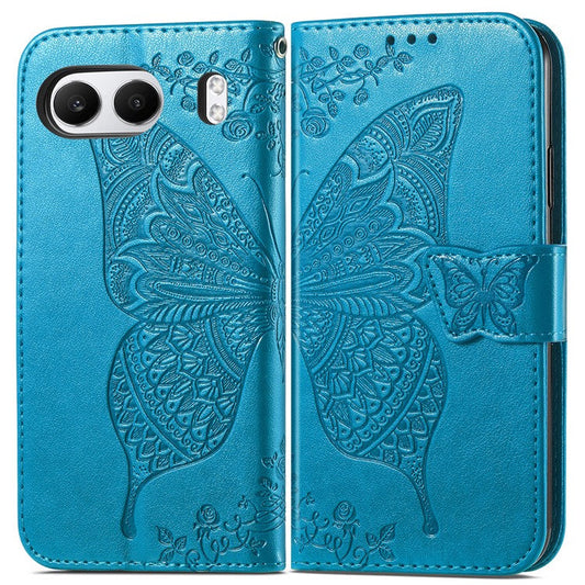 For OnePlus Nord 4 Case PU Leather Wallet Phone Cover Butterfly Pattern - Blue