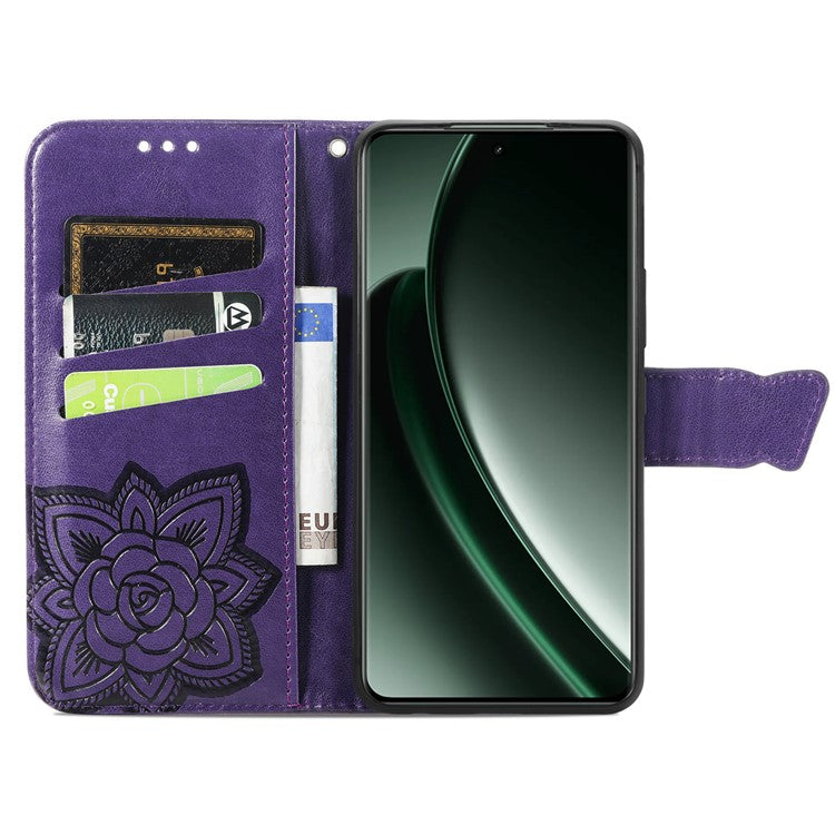 For OnePlus Nord 4 Case PU Leather Wallet Phone Cover Butterfly Pattern - Dark Purple