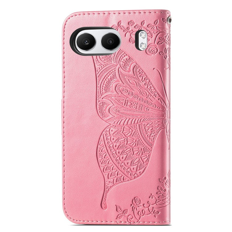 For OnePlus Nord 4 Case PU Leather Wallet Phone Cover Butterfly Pattern - Pink