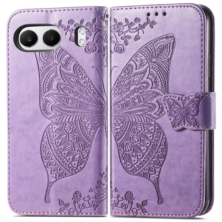 For OnePlus Nord 4 Case PU Leather Wallet Phone Cover Butterfly Pattern - Light Purple