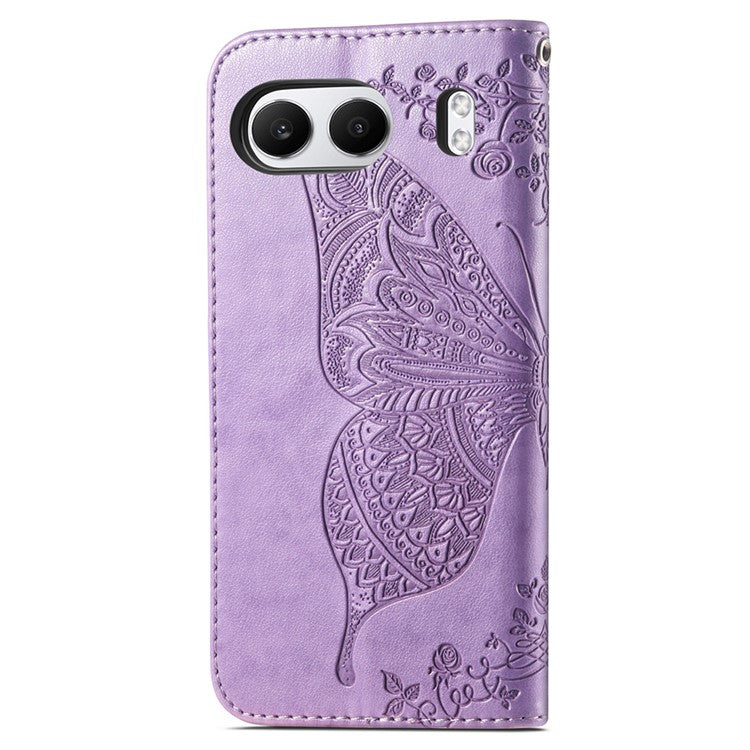 For OnePlus Nord 4 Case PU Leather Wallet Phone Cover Butterfly Pattern - Light Purple