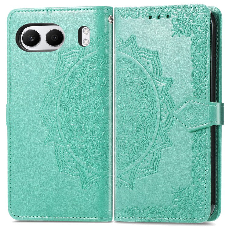For OnePlus Nord 4 Case Mandala Embossed Design Leather Wallet Phone Cover - Green