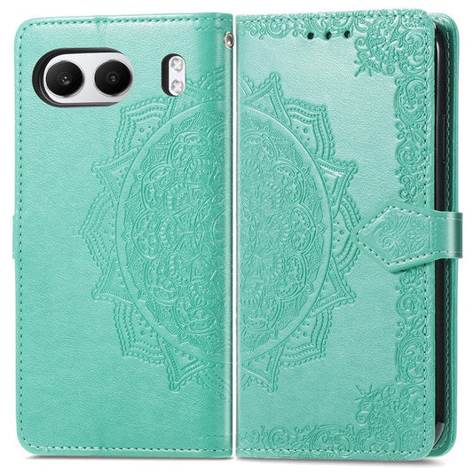 For OnePlus Nord 4 Case Mandala Embossed Design Leather Wallet Phone Cover - Green