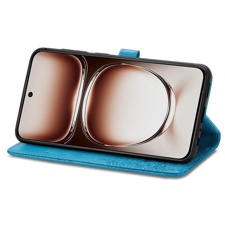 For OnePlus Nord 4 Case Mandala Embossed Design Leather Wallet Phone Cover - Blue