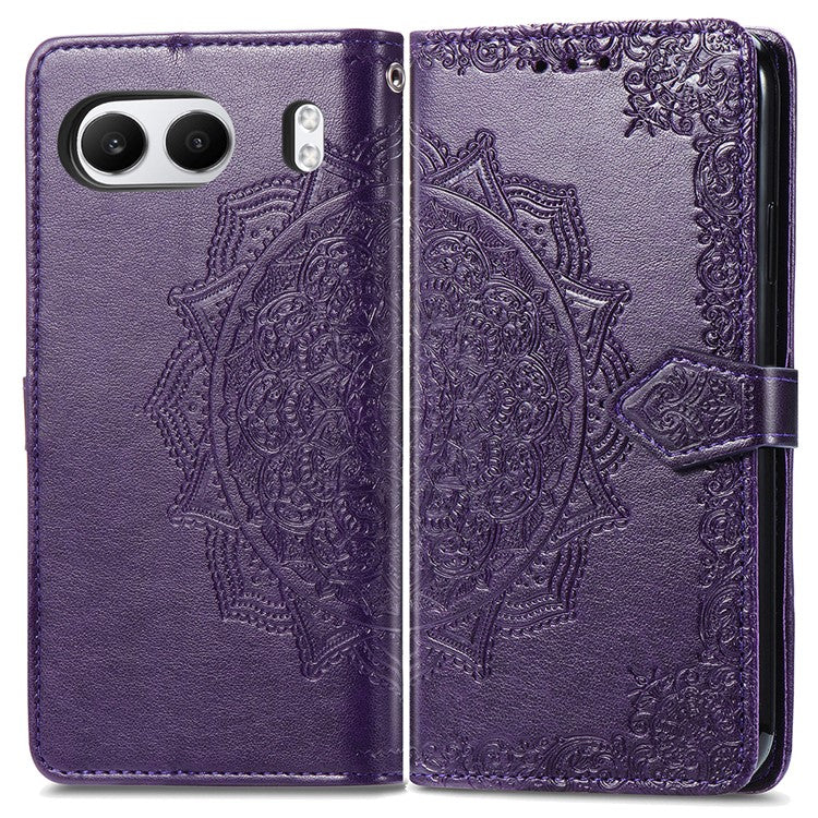 For OnePlus Nord 4 Case Mandala Embossed Design Leather Wallet Phone Cover - Purple