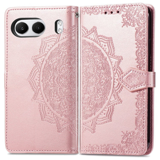 For OnePlus Nord 4 Case Mandala Embossed Design Leather Wallet Phone Cover - Rose Gold