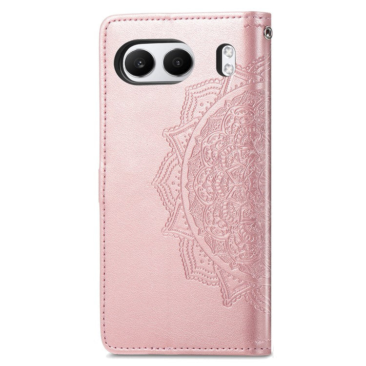 For OnePlus Nord 4 Case Mandala Embossed Design Leather Wallet Phone Cover - Rose Gold