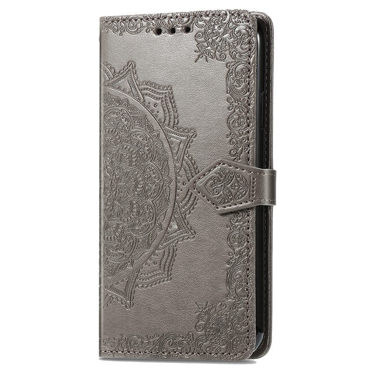 For OnePlus Nord 4 Case Mandala Embossed Design Leather Wallet Phone Cover - Grey