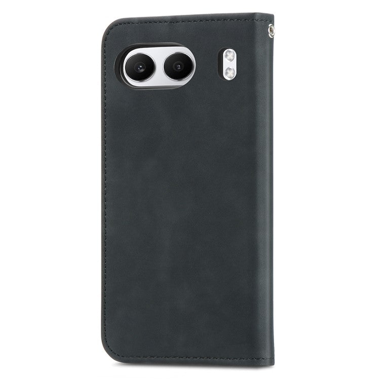For OnePlus Nord 4 Case Skin Touch Feeling Leather Card Holder Phone Cover Magnetic Absorption - Black