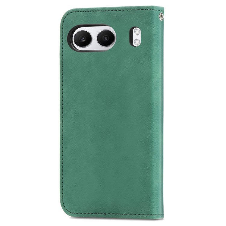 For OnePlus Nord 4 Case Skin Touch Feeling Leather Card Holder Phone Cover Magnetic Absorption - Green