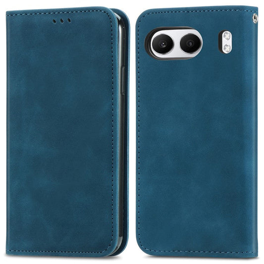 For OnePlus Nord 4 Case Skin Touch Feeling Leather Card Holder Phone Cover Magnetic Absorption - Dark Blue