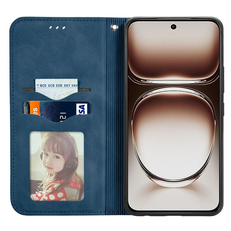 For OnePlus Nord 4 Case Skin Touch Feeling Leather Card Holder Phone Cover Magnetic Absorption - Dark Blue