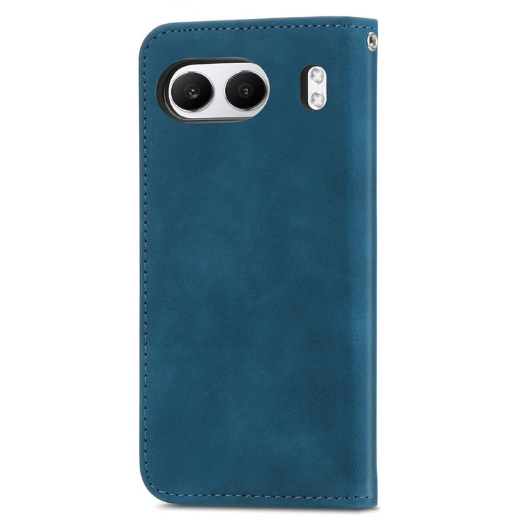 For OnePlus Nord 4 Case Skin Touch Feeling Leather Card Holder Phone Cover Magnetic Absorption - Dark Blue