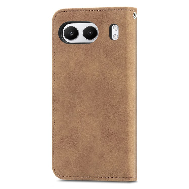 For OnePlus Nord 4 Case Skin Touch Feeling Leather Card Holder Phone Cover Magnetic Absorption - Brown