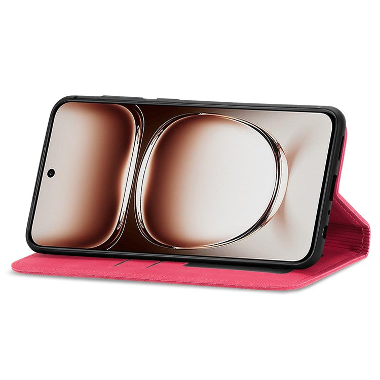 For OnePlus Nord 4 Case Skin Touch Feeling Leather Card Holder Phone Cover Magnetic Absorption - Red