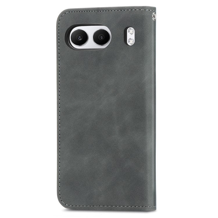 For OnePlus Nord 4 Case Skin Touch Feeling Leather Card Holder Phone Cover Magnetic Absorption - Grey