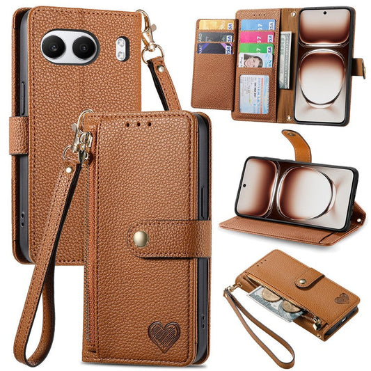 For OnePlus Nord 4 Case RFID Blocking Zipper Pocket Leather Wallet Phone Cover - Brown