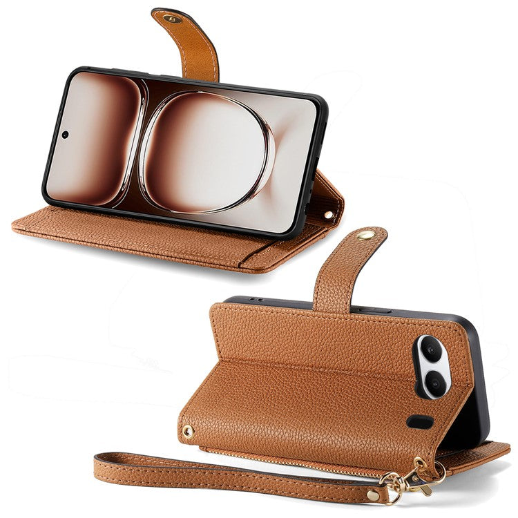 For OnePlus Nord 4 Case RFID Blocking Zipper Pocket Leather Wallet Phone Cover - Brown