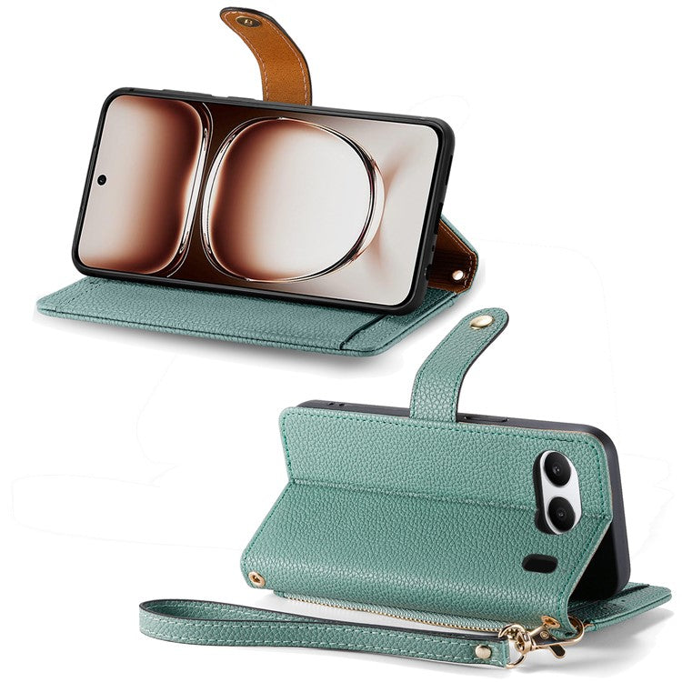 For OnePlus Nord 4 Case RFID Blocking Zipper Pocket Leather Wallet Phone Cover - Green