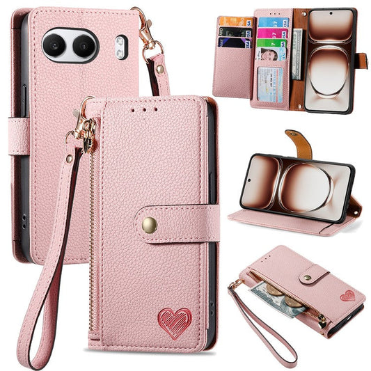 For OnePlus Nord 4 Case RFID Blocking Zipper Pocket Leather Wallet Phone Cover - Pink