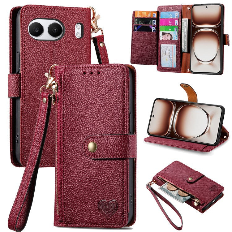 For OnePlus Nord 4 Case RFID Blocking Zipper Pocket Leather Wallet Phone Cover - Red