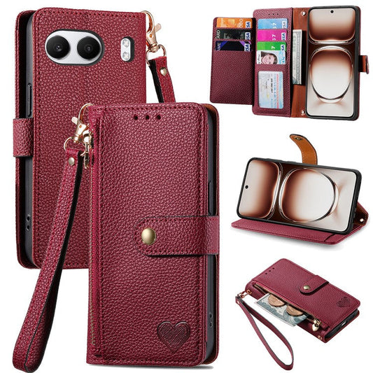 For OnePlus Nord 4 Case RFID Blocking Zipper Pocket Leather Wallet Phone Cover - Red