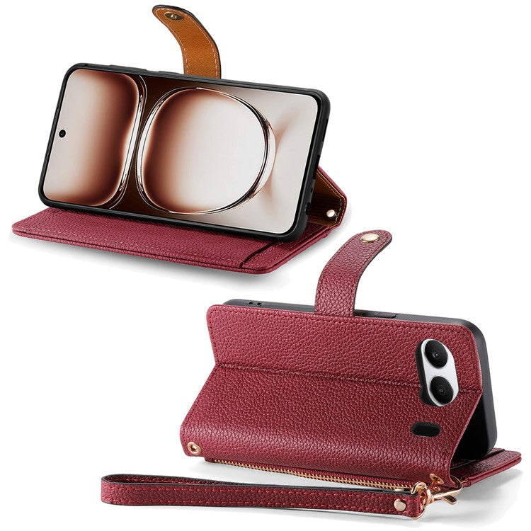 For OnePlus Nord 4 Case RFID Blocking Zipper Pocket Leather Wallet Phone Cover - Red