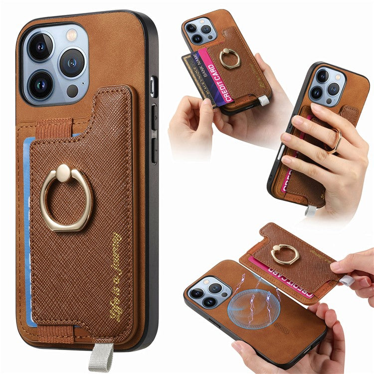 B5 For iPhone 16 Pro Case 2-in-1 Magnetic Detachable Card Holder Leather+TPU Phone Cover - Brown