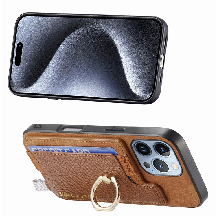 B5 For iPhone 16 Pro Case 2-in-1 Magnetic Detachable Card Holder Leather+TPU Phone Cover - Brown