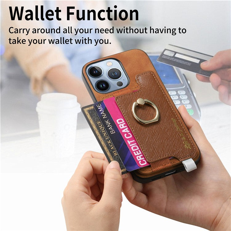 B5 For iPhone 16 Pro Case 2-in-1 Magnetic Detachable Card Holder Leather+TPU Phone Cover - Brown