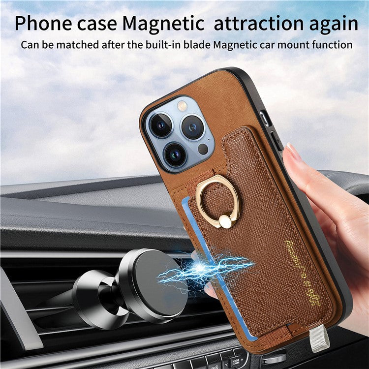 B5 For iPhone 16 Pro Case 2-in-1 Magnetic Detachable Card Holder Leather+TPU Phone Cover - Brown