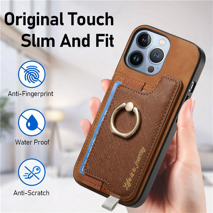 B5 For iPhone 16 Pro Case 2-in-1 Magnetic Detachable Card Holder Leather+TPU Phone Cover - Brown
